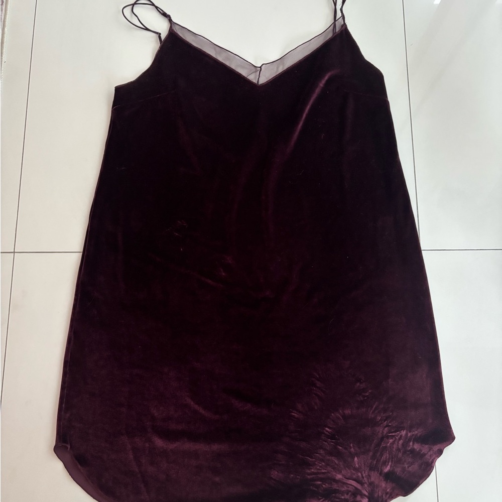 Free People Intimately Burgundy Velour Slip Dress S Boho